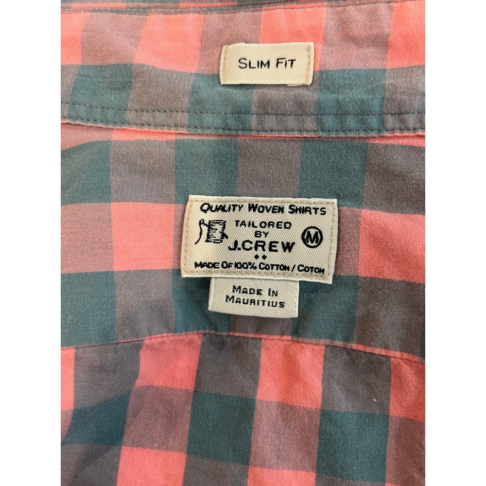 J.Crew Slim Fit Cotton Plaid Button Down Shirt Pink Gray Buffalo Check Medium - Picture 3 of 3